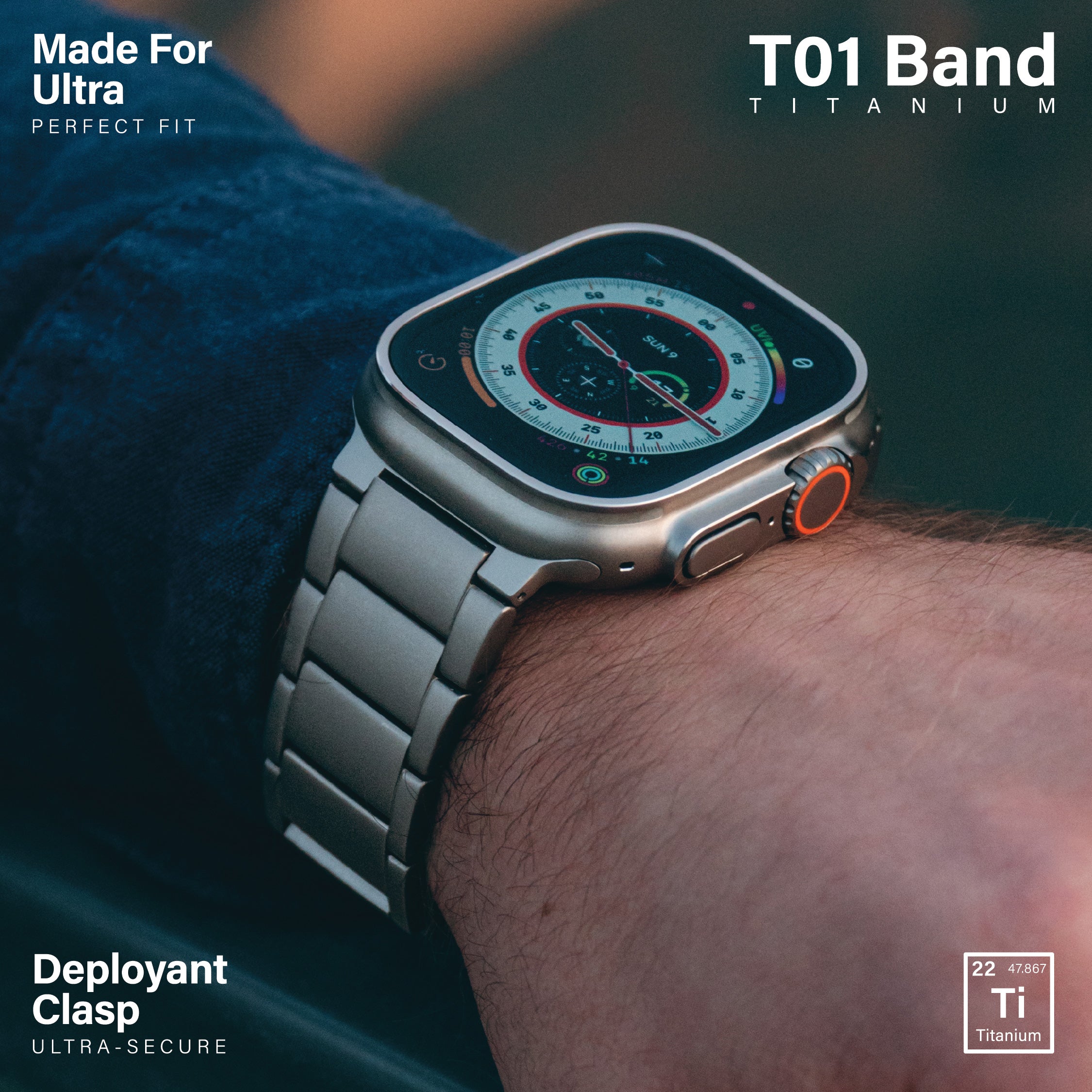 T01 (Max) Titanium Apple Watch Band - Classic Metal Elegance